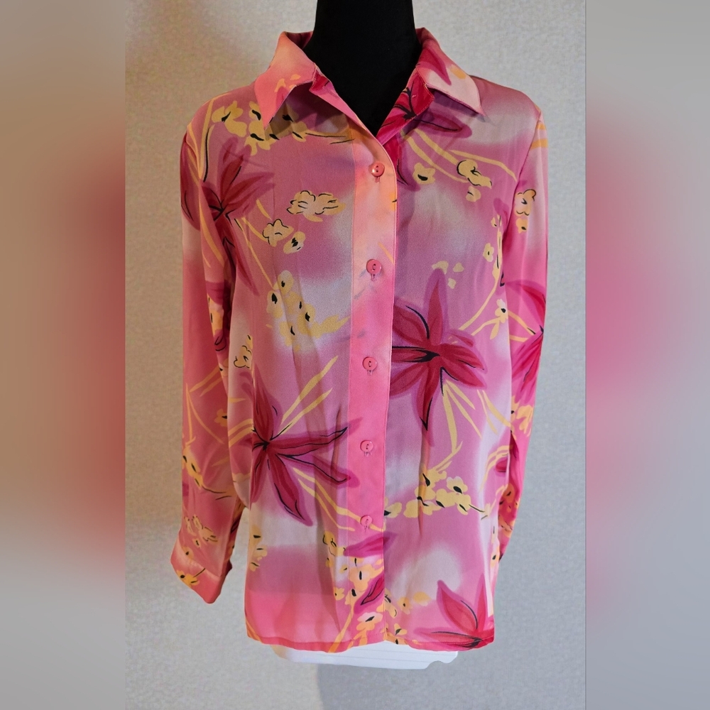 Kaktus Pink Floral Blouse Size 8